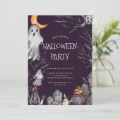 Spooky Halloween Party Invitation Kaart (Staand voorkant)