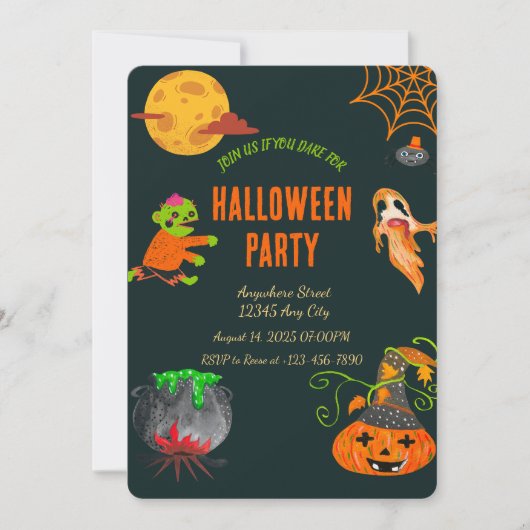 Spooky Halloween Party Invitation Kaart (Voorkant)