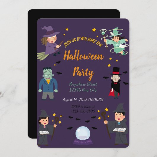 Spooky Halloween Party Invitation Kaart (Voorkant / Achterkant)