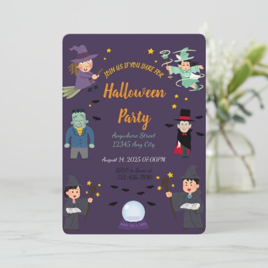 Spooky Halloween Party Invitation Kaart (Staand voorkant)