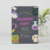 Spooky Halloween Party Invitation Kaart (Staand voorkant)