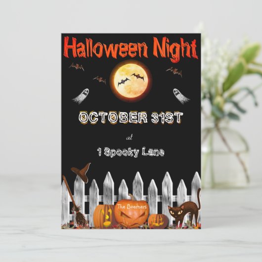 Spooky Halloween Party Invitation Kaart (Staand voorkant)