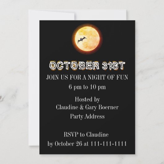 Spooky Halloween Party Invitation Kaart (Achterkant)