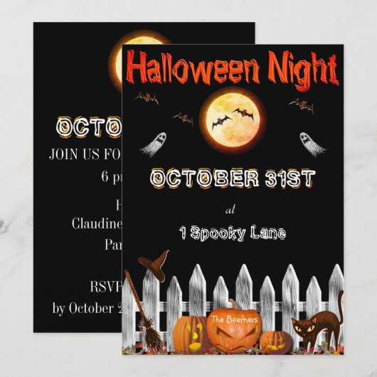 Spooky Halloween Party Invitation Kaart (Voorkant / Achterkant)