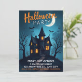 Spooky Halloween Party Invitation Kaart (Staand voorkant)