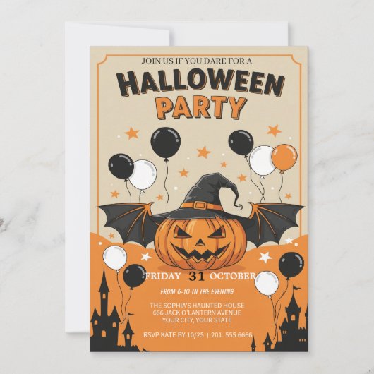 Spooky Halloween Party Invitation Kaart (Voorkant)