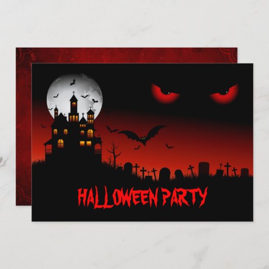 Spooky Halloween Party Invitation Kaart (Voorkant / Achterkant)