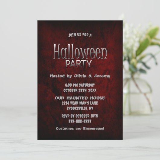 Spooky Halloween Party Invitation Kaart (Staand voorkant)