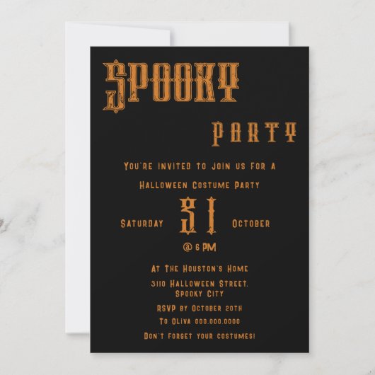 Spooky Halloween Party Invitation Kaart (Voorkant)