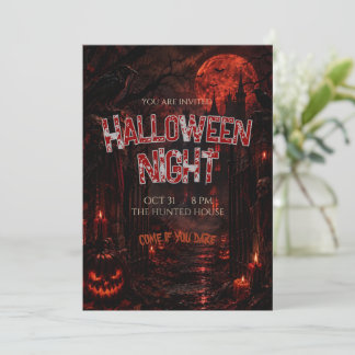 Spooky Halloween Party Invitation Kaart