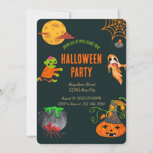 Spooky Halloween Party Invitation Kaart (Voorkant)