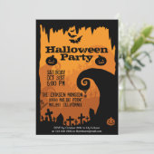 Spooky Halloween Party Invitation Kaart (Staand voorkant)