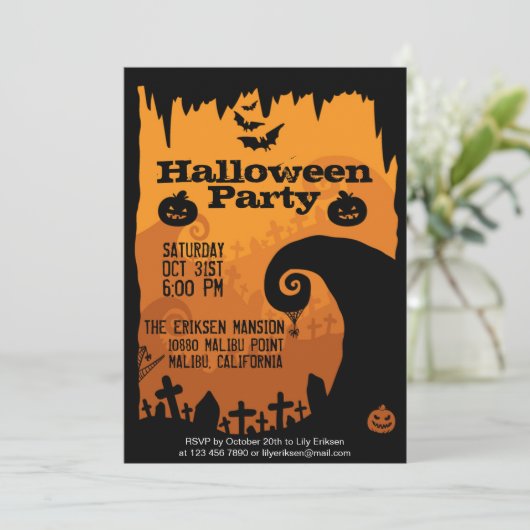 Spooky Halloween Party Invitation Kaart (Staand voorkant)