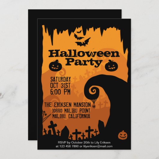 Spooky Halloween Party Invitation Kaart (Voorkant / Achterkant)