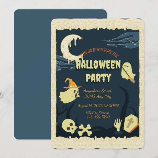 Spooky Halloween Party Invitation Kaart (Voorkant / Achterkant)
