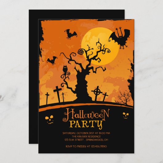 Spooky Halloween Party Invitation Kaart (Voorkant / Achterkant)