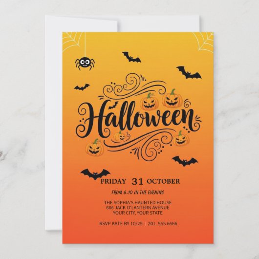 Spooky Halloween Party Invitation Kaart (Voorkant)