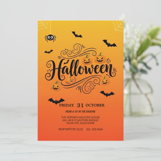 Spooky Halloween Party Invitation Kaart (Staand voorkant)
