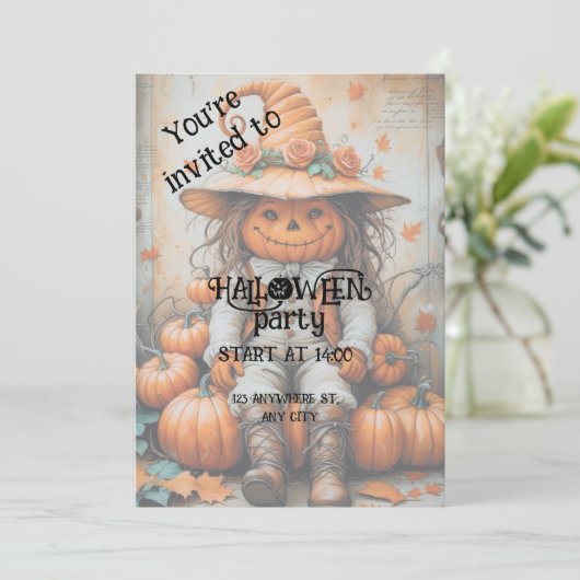 Spooky Halloween Party Invitation Kaart (Staand voorkant)