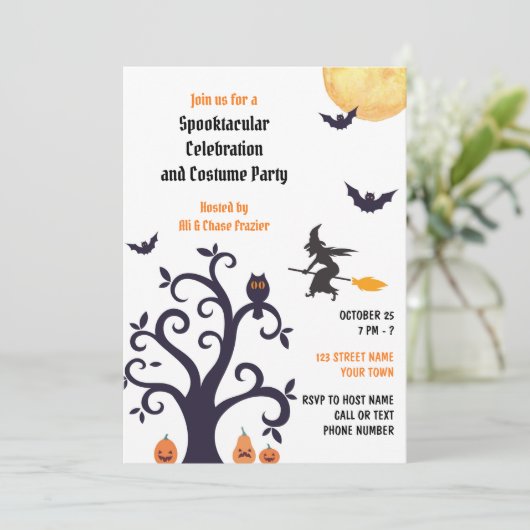 Spooky Halloween Party Invitation Kaart (Staand voorkant)