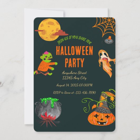 Spooky Halloween Party Invitation Kaart (Voorkant)