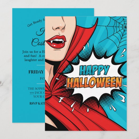 Spooky Halloween Party Invitation Kaart (Voorkant / Achterkant)