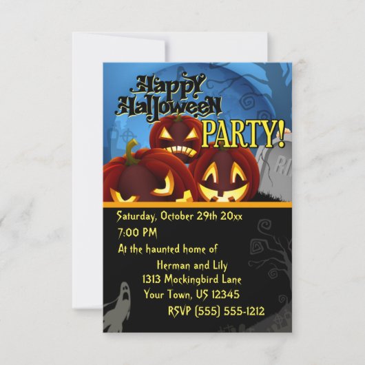 Spooky Halloween Party Invitation Kaart (Voorkant)