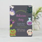 Spooky Halloween Party Invitation Kaart (Staand voorkant)