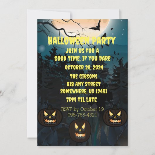 Spooky Halloween Party Invitation Kaart (Voorkant)
