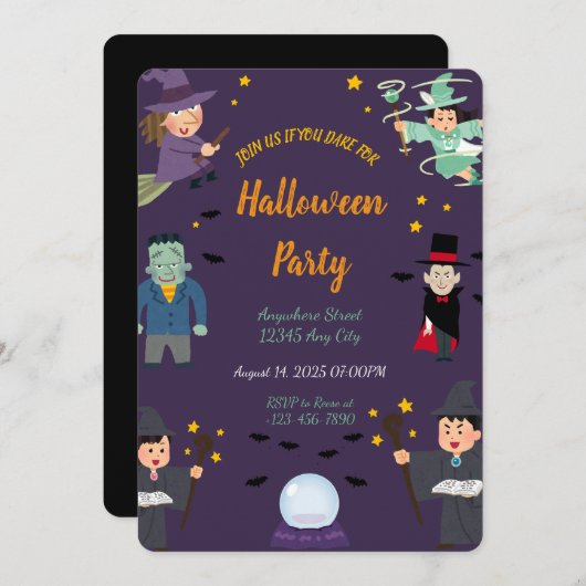 Spooky Halloween Party Invitation Kaart (Voorkant / Achterkant)