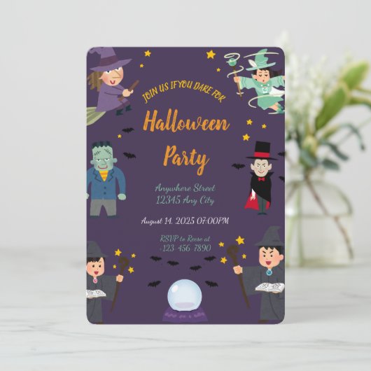 Spooky Halloween Party Invitation Kaart (Staand voorkant)