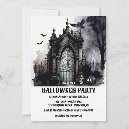 Spooky Halloween Party Invitation Kaart (Voorkant)