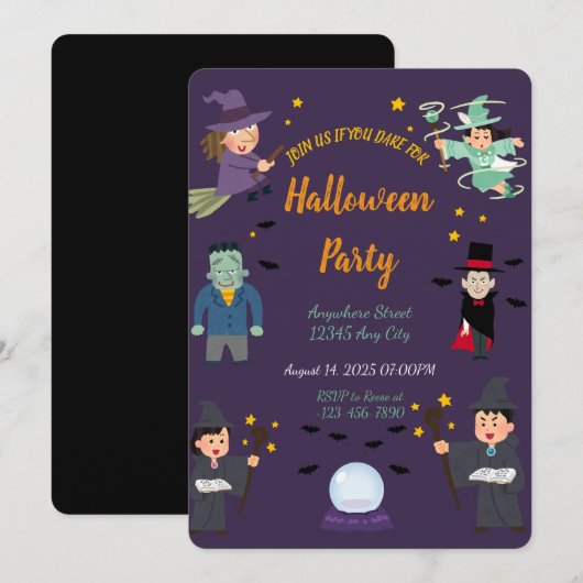 Spooky Halloween Party Invitation Kaart (Voorkant / Achterkant)