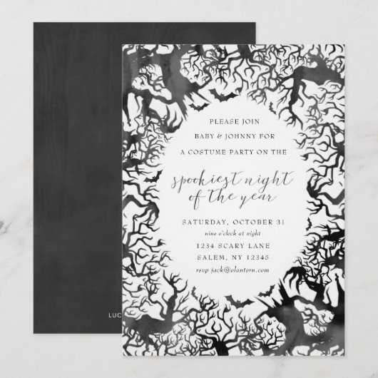Spooky Halloween Party Invitation Kaart (Voorkant / Achterkant)