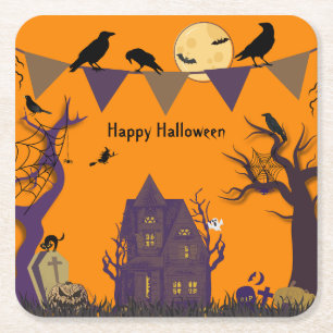 Spooky Halloween Party Invitation Kartonnen Onderzetters