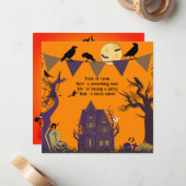 Spooky Halloween Party Invitation Notitiekaartje (Voorkant / Achterkant in situ)