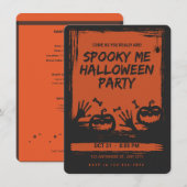 Spooky Halloween Party Invitation Orange Black Kaart (Voorkant / Achterkant)
