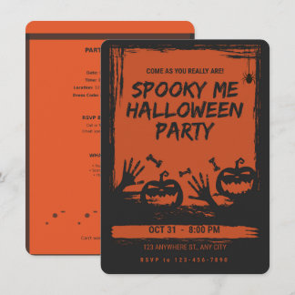 Spooky Halloween Party Invitation Orange Black Kaart