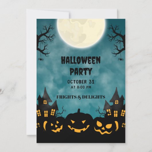 Spooky Halloween Party Invitation Poster Kaart (Voorkant)