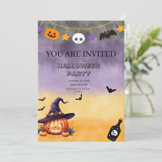 Spooky Halloween Party Invitation Save The Date (Staand voorkant)
