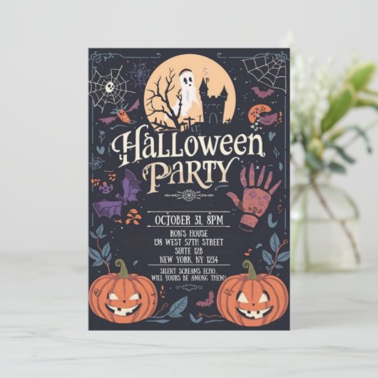 Spooky Halloween Party Kaart (Staand voorkant)