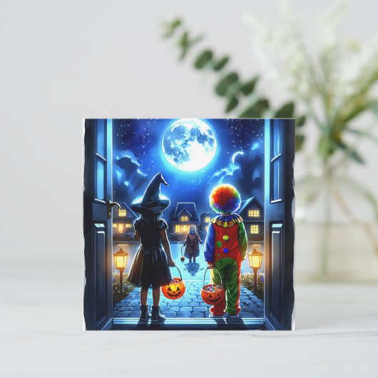 Spooky Halloween Party Kaart (Staand voorkant)