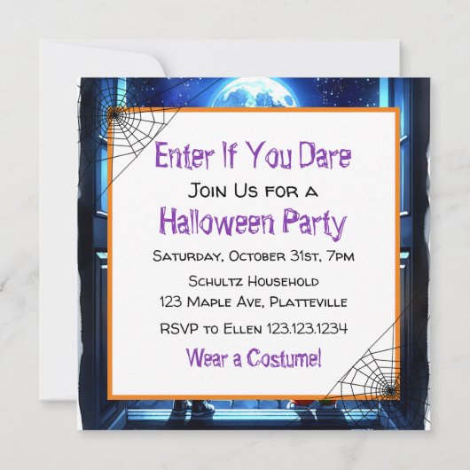 Spooky Halloween Party Kaart (Achterkant)