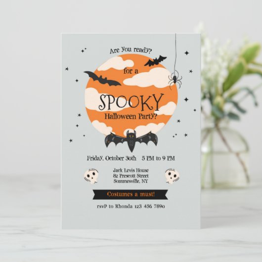 Spooky Halloween Party Kaart (Staand voorkant)