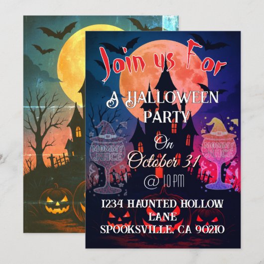 Spooky Halloween Party Kaart (Voorkant / Achterkant)