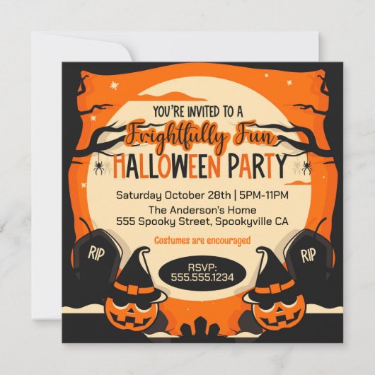 Spooky Halloween Party Kaart (Voorkant)