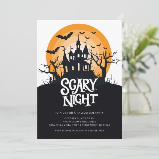 Spooky Halloween Party Kaart (Staand voorkant)