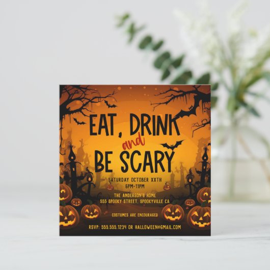 Spooky Halloween Party Kaart (Staand voorkant)