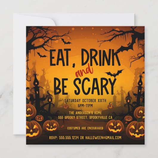 Spooky Halloween Party Kaart (Voorkant)