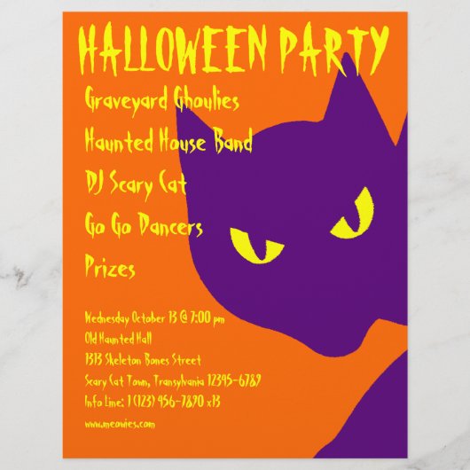 Spooky Halloween Party Kitty Cat Scary Flyer (Voorkant)